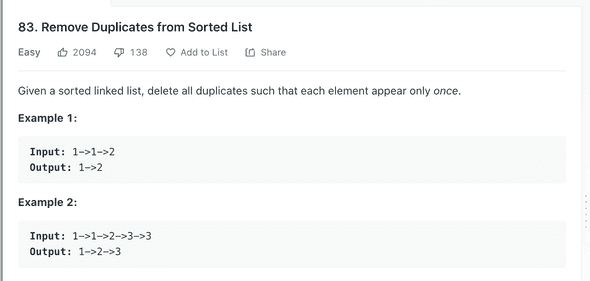 Remove Duplicates from Sorted List
